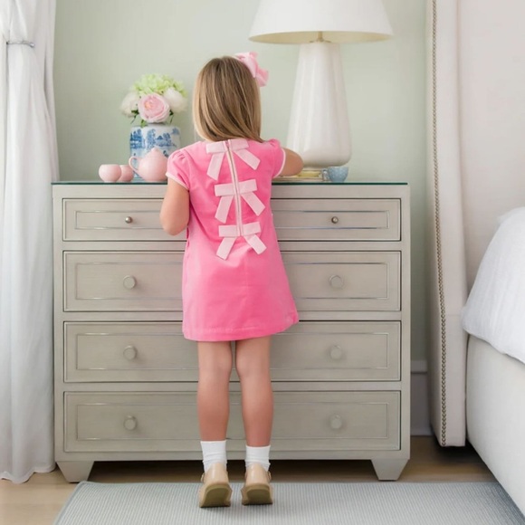 TBBC Betts Bows dress toddler girl velveteen corduroy short sleeve Hamptons hot - Picture 3 of 9